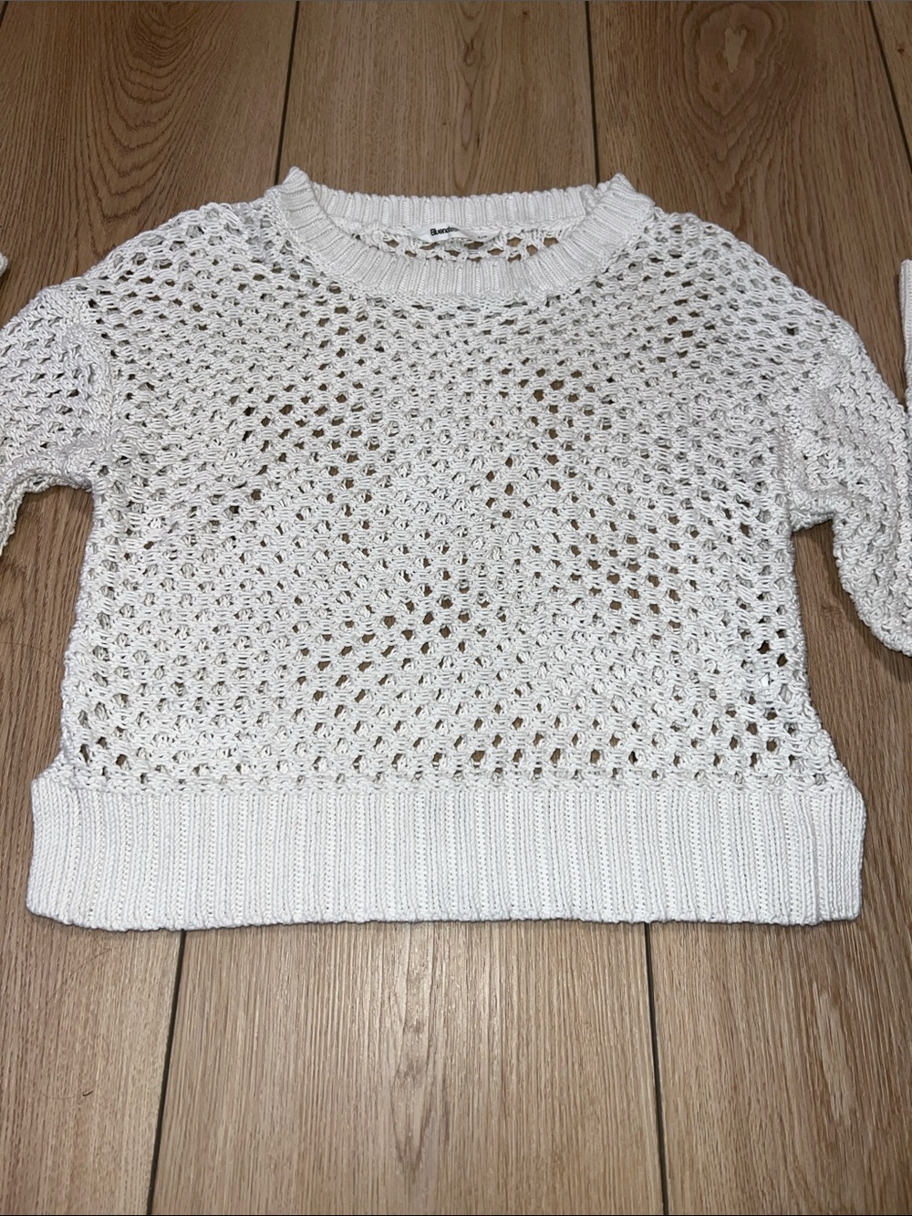Bluenotes Open-Knit Crochet Ivory Crewneck Sweater - Picture 4 of 15